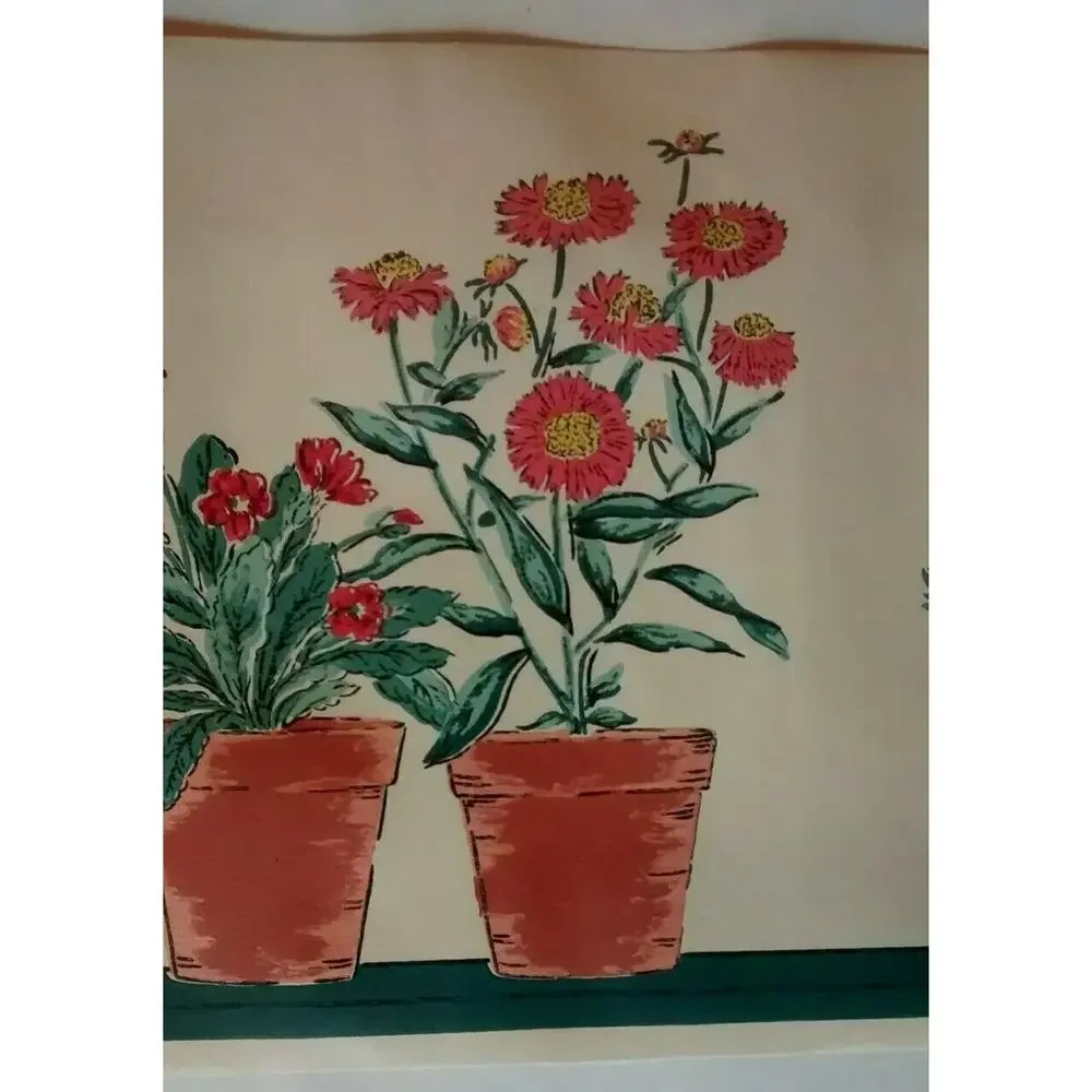 York Flower Pots Wall Border - 5 Yds